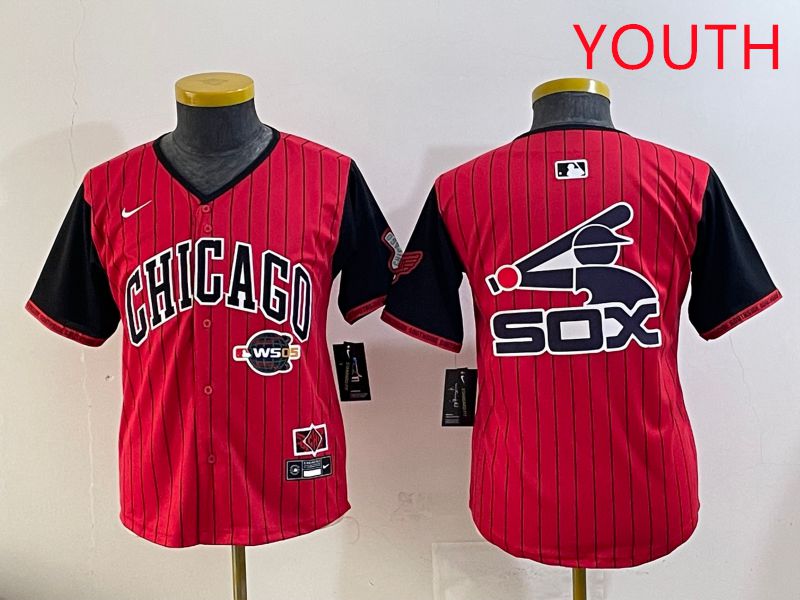 Youth Chicago White Sox Blank Red Stripe Joint Name Nike 2025 MLB Jersey style 11->youth mlb jersey->Youth Jersey